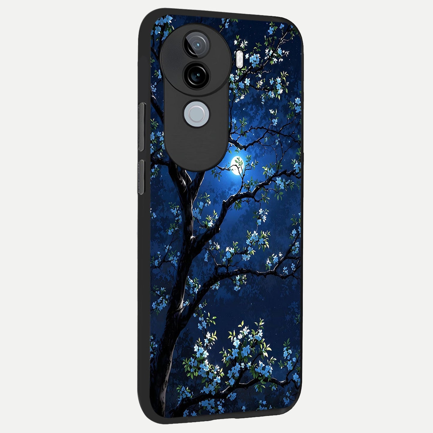 Mystic Floral Night back cover for iQOO Z9s slim fit glass case with vibrant aesthetic design