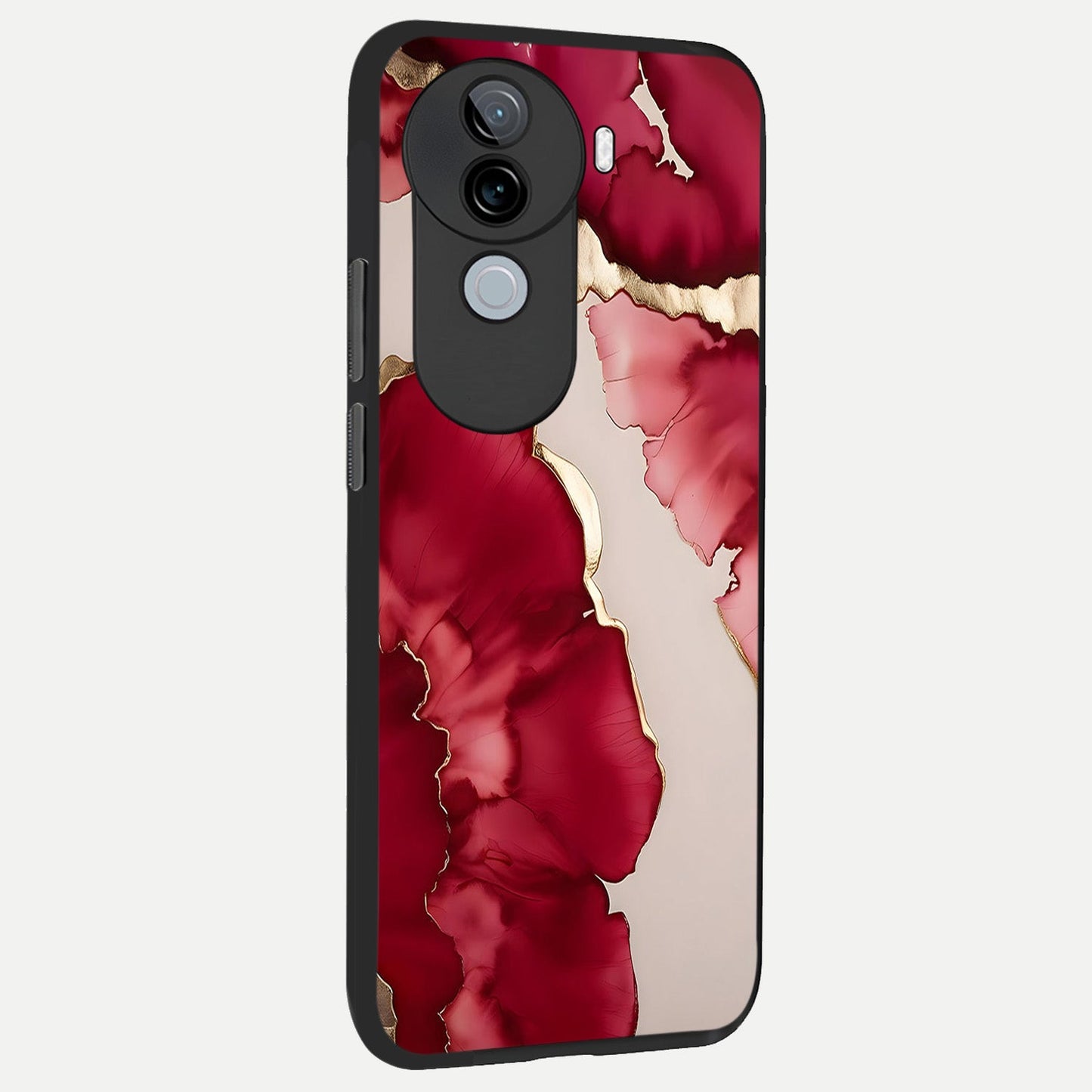 Pink And White Marble back cover for iQOO Z9s slim fit glass case with vibrant aesthetic design