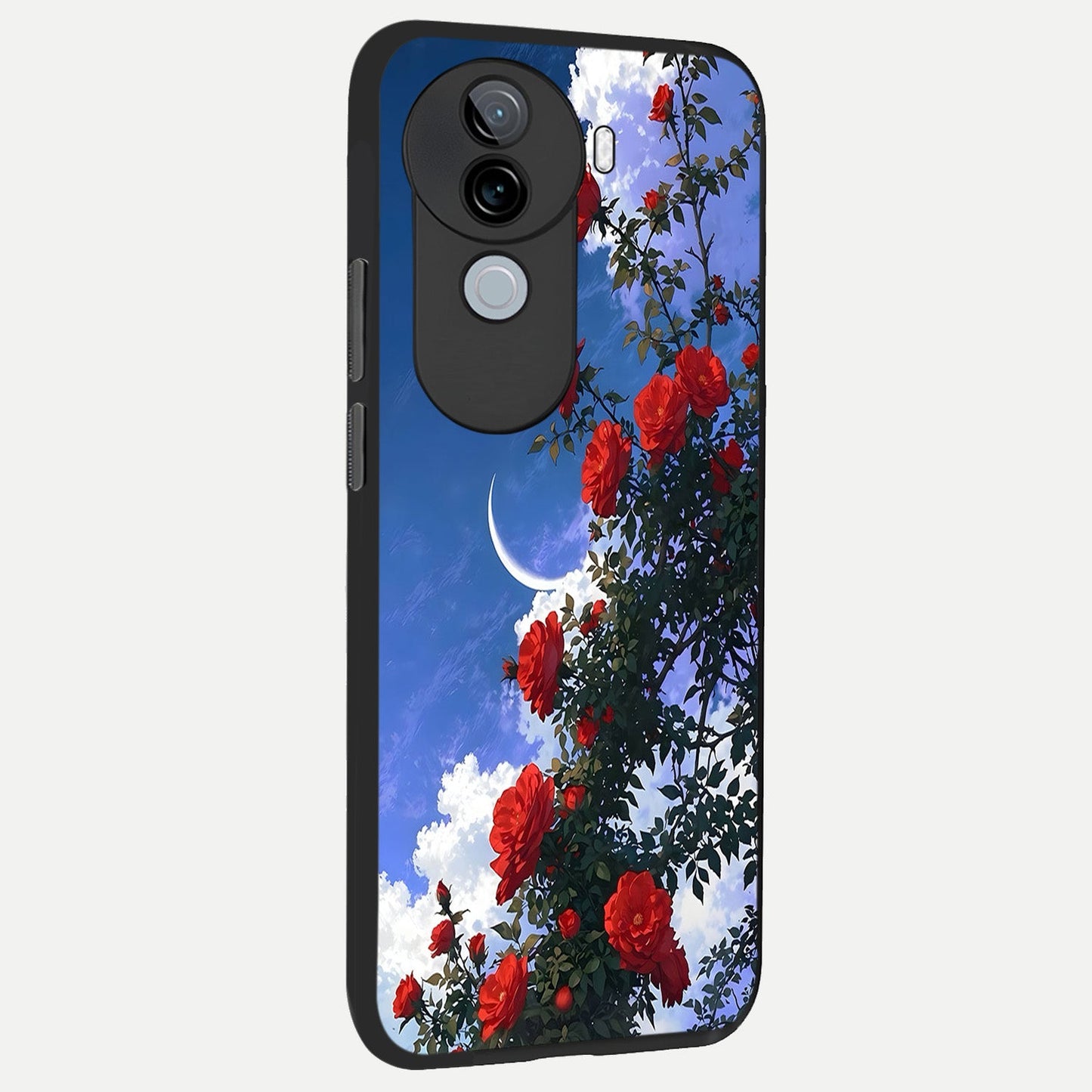 Rose Drift Flowers back cover for iQOO Z9s slim fit glass case with vibrant aesthetic design