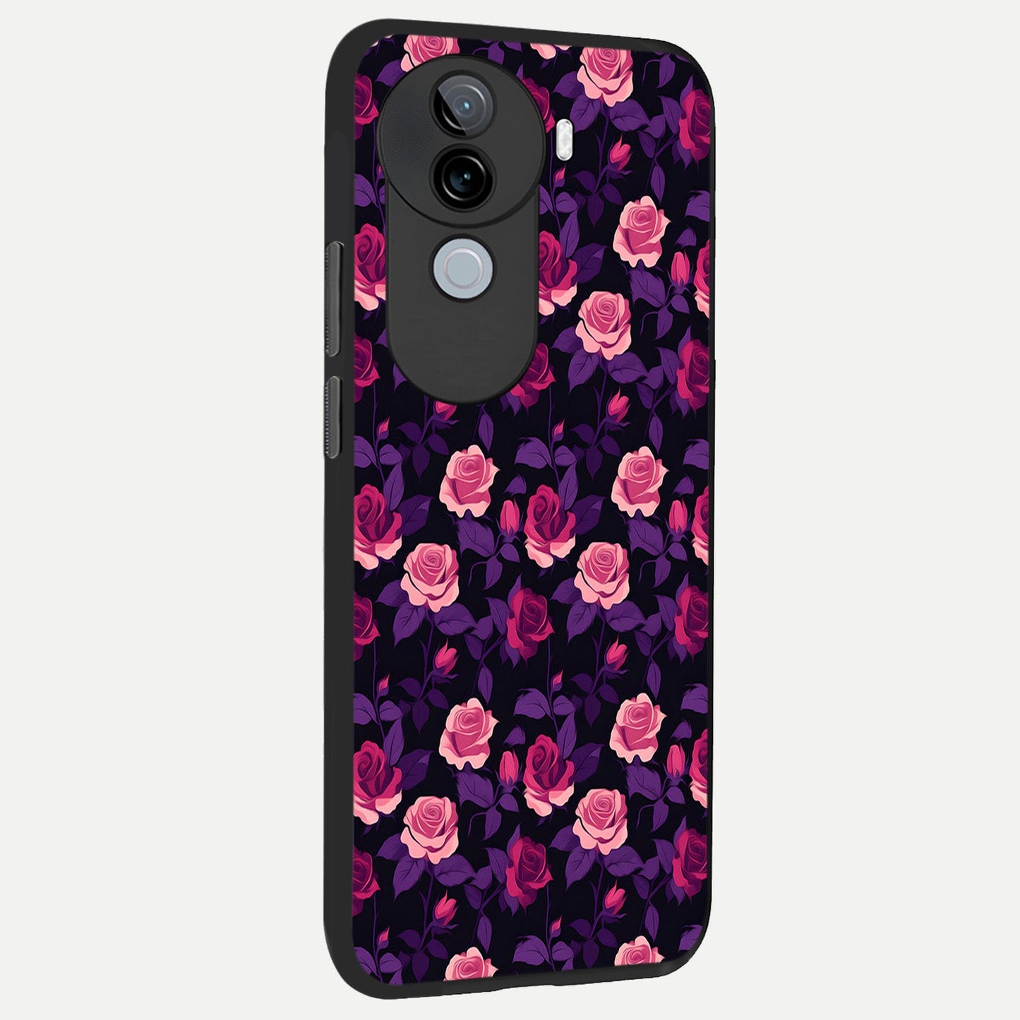 Rose Garden Twilight back cover for iQOO Z9s slim fit glass case with vibrant aesthetic design