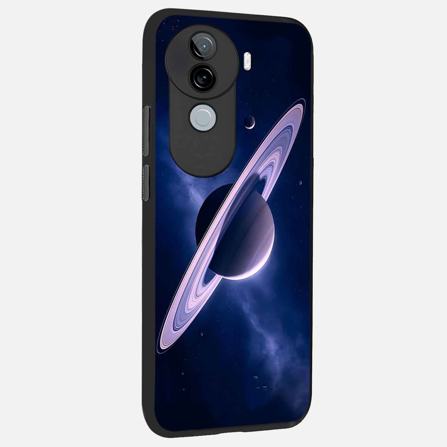 Saturn Ring Mystique back cover for iQOO Z9s slim fit glass case with vibrant aesthetic design