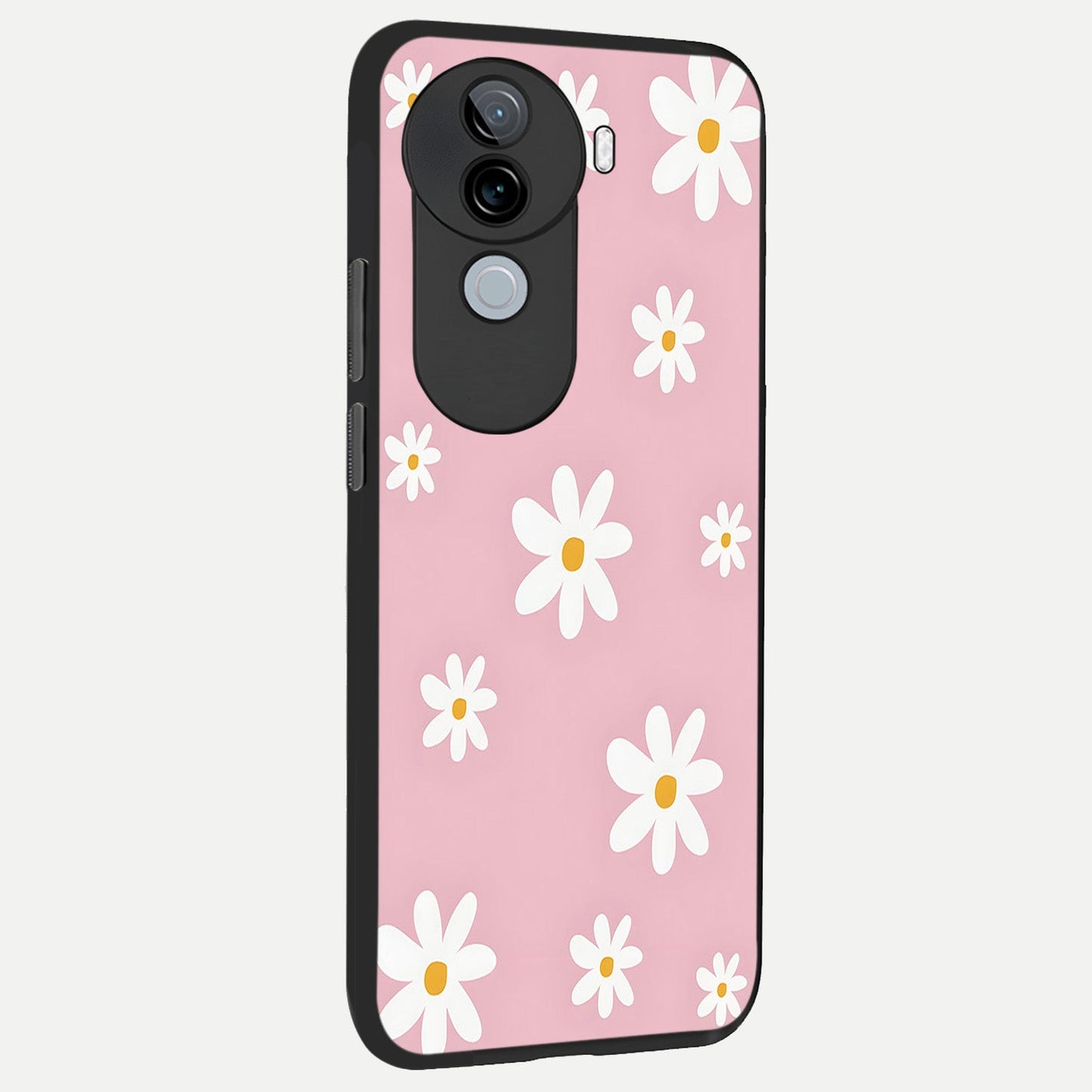 Soft Daisy Bliss back cover for iQOO Z9s slim fit glass case with vibrant aesthetic design