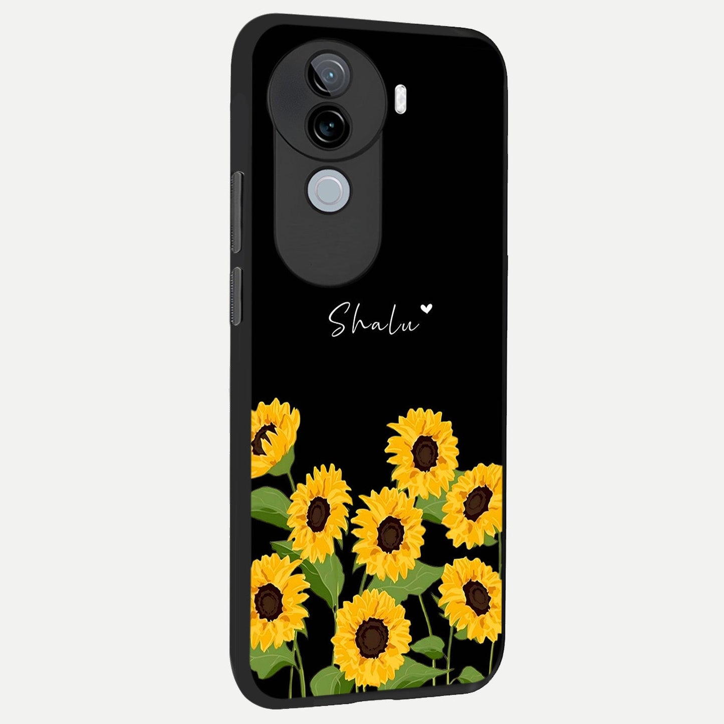 Sunflower Sky Bloom back cover for iQOO Z9s slim fit glass case with vibrant aesthetic design