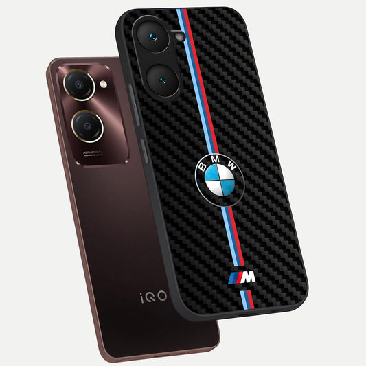 BMW Pattern phone case for iQOO Z9 lite showing premium glass back cover with detailed artwork