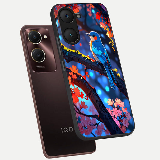 Blooming Water Drift phone case for iQOO Z9 lite showing premium glass back cover with detailed artwork