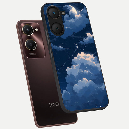 Moon Dream Haze phone case for iQOO Z9 lite showing premium glass back cover with detailed artwork