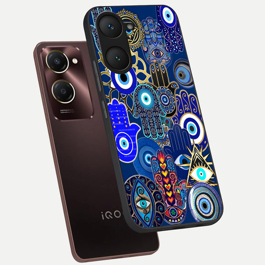 Mystic Palm Guard phone case for iQOO Z9 lite showing premium glass back cover with detailed artwork