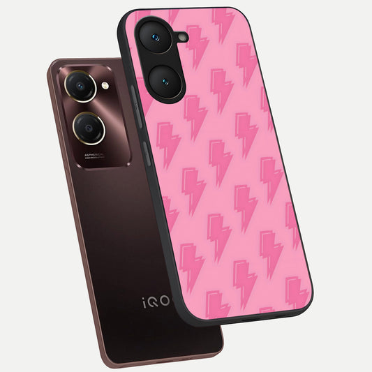 Pink Moo Magic phone case for iQOO Z9 lite showing premium glass back cover with detailed artwork