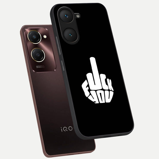 Rebel Mode On phone case for iQOO Z9 lite showing premium glass back cover with detailed artwork