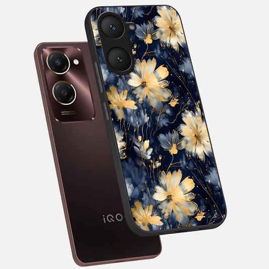 Royal Petal Dream phone case for iQOO Z9 lite showing premium glass back cover with detailed artwork