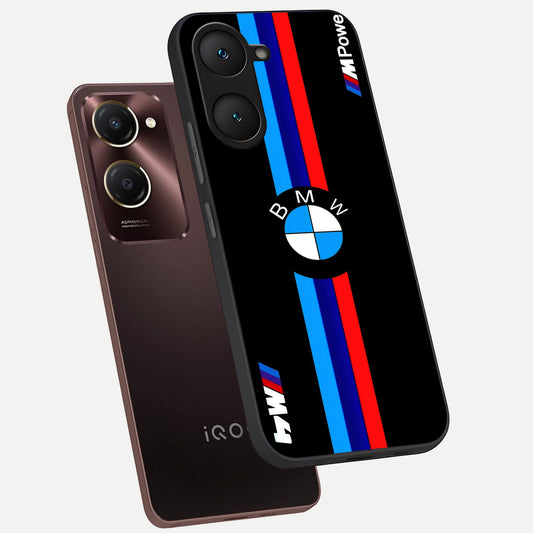 Turbo BMW Beast phone case for iQOO Z9 lite showing premium glass back cover with detailed artwork