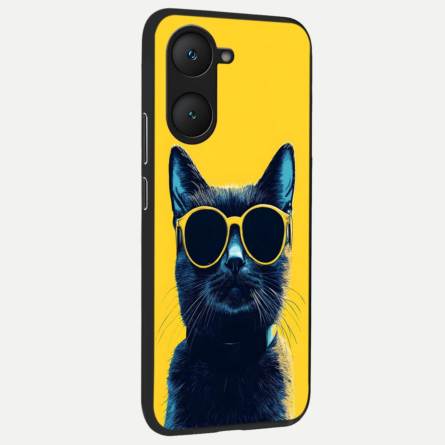 Cool Cat Vibes back cover for iQOO Z9 lite slim fit glass case with vibrant aesthetic design