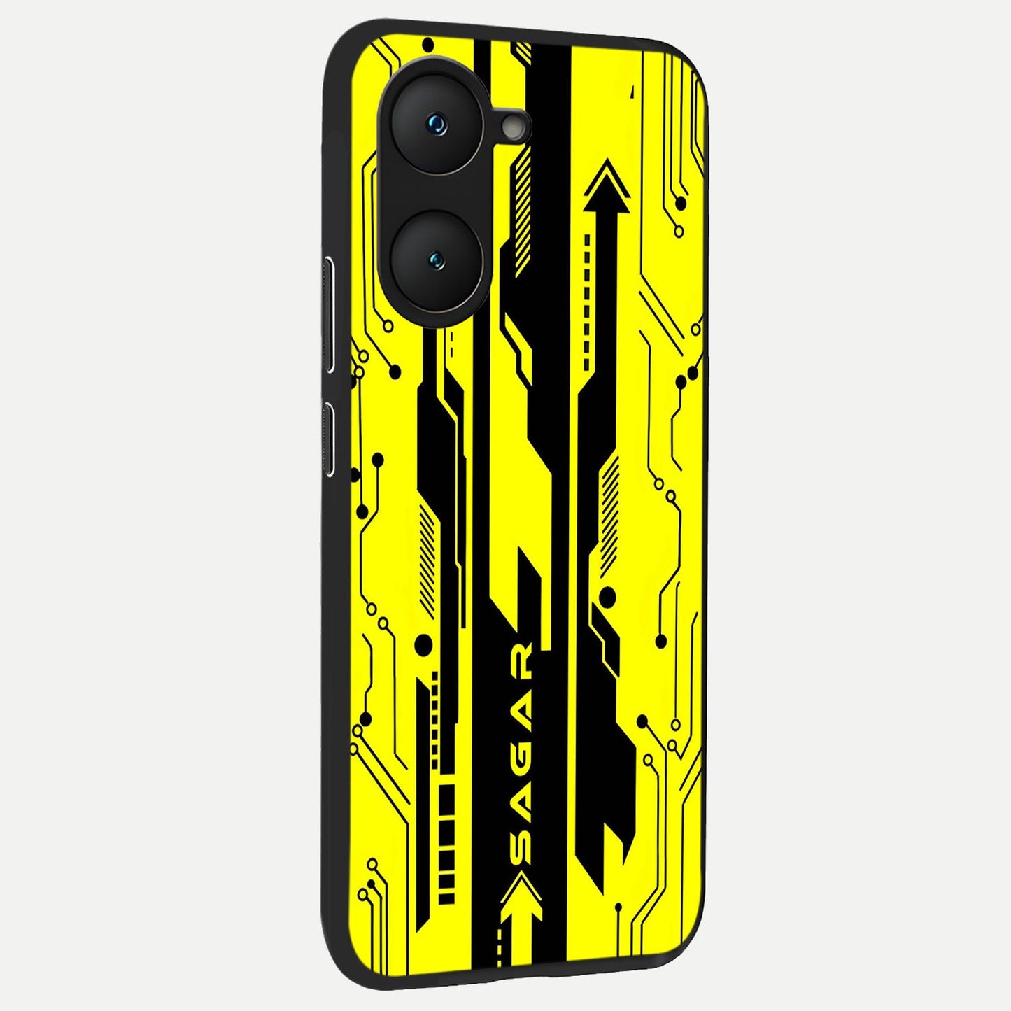 Electric Pulse CYBERPUNK Custom Name back cover for iQOO Z9 lite slim fit glass case with vibrant aesthetic design