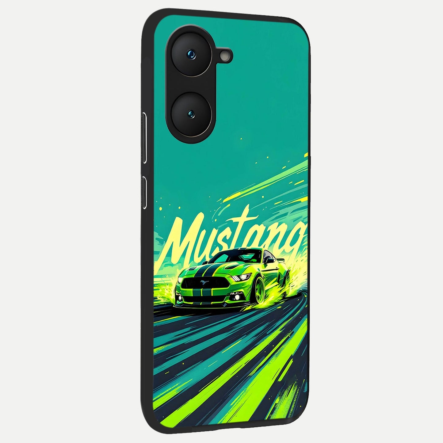 Mustang Bang back cover for iQOO Z9 lite slim fit glass case with vibrant aesthetic design