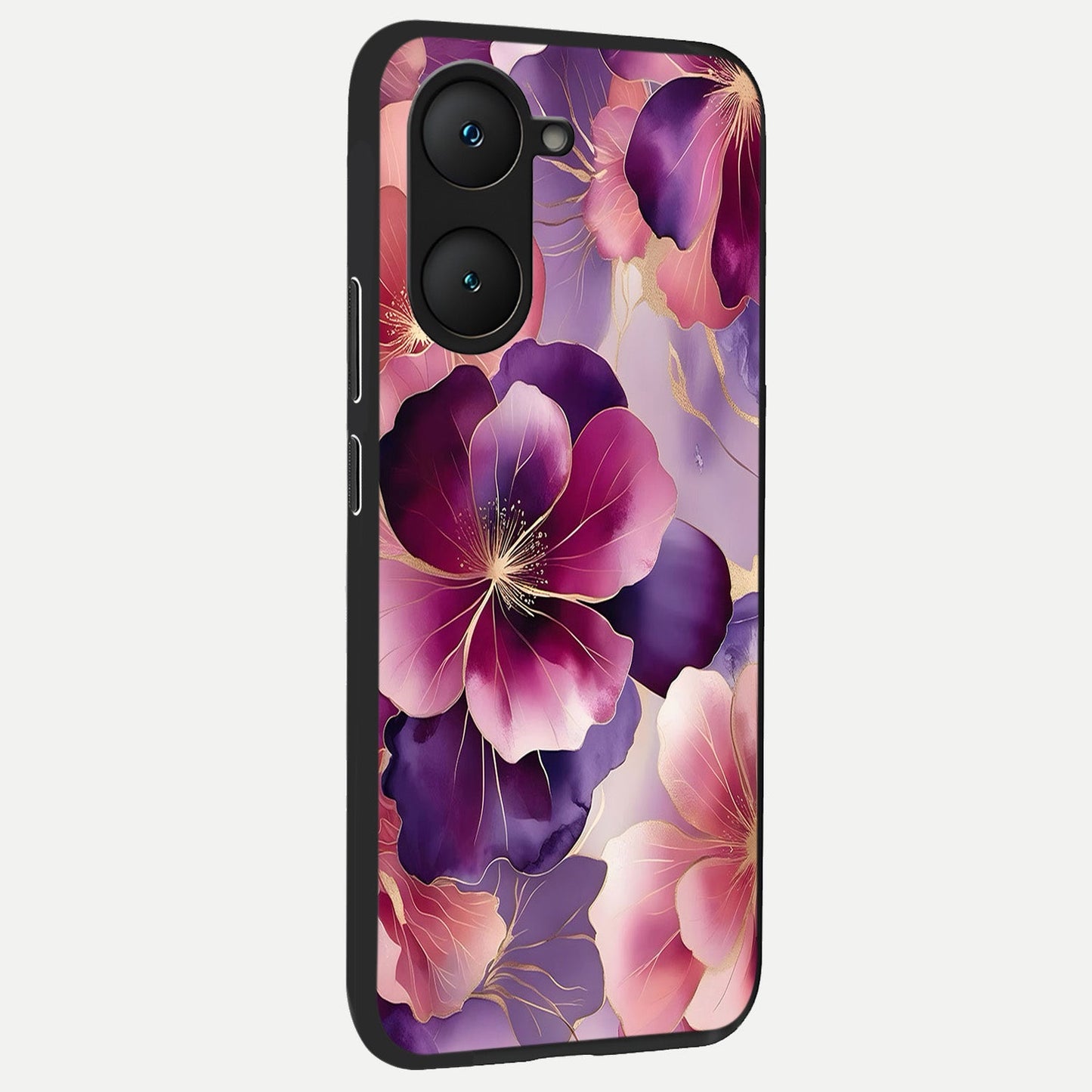 Pink Bouquet Florals back cover for iQOO Z9 lite slim fit glass case with vibrant aesthetic design