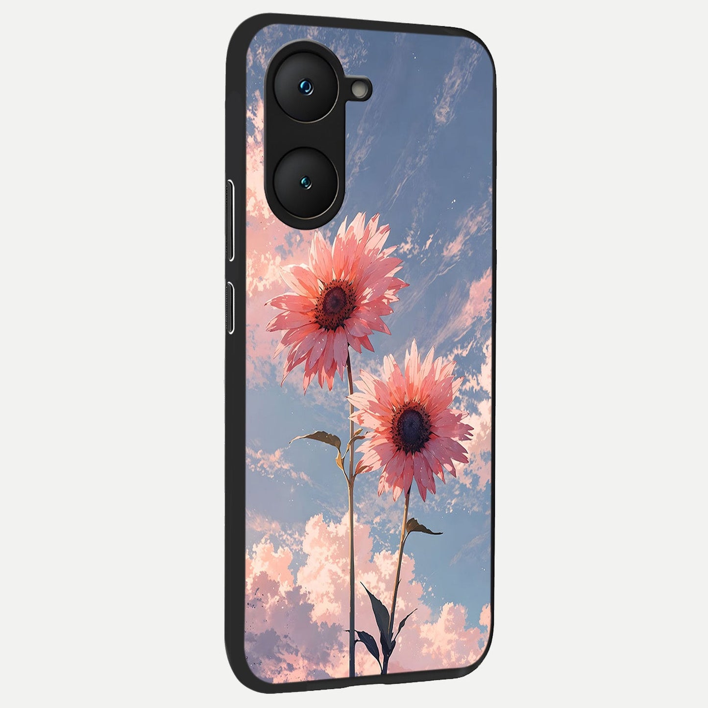 Sun Moon Balance back cover for iQOO Z9 lite slim fit glass case with vibrant aesthetic design