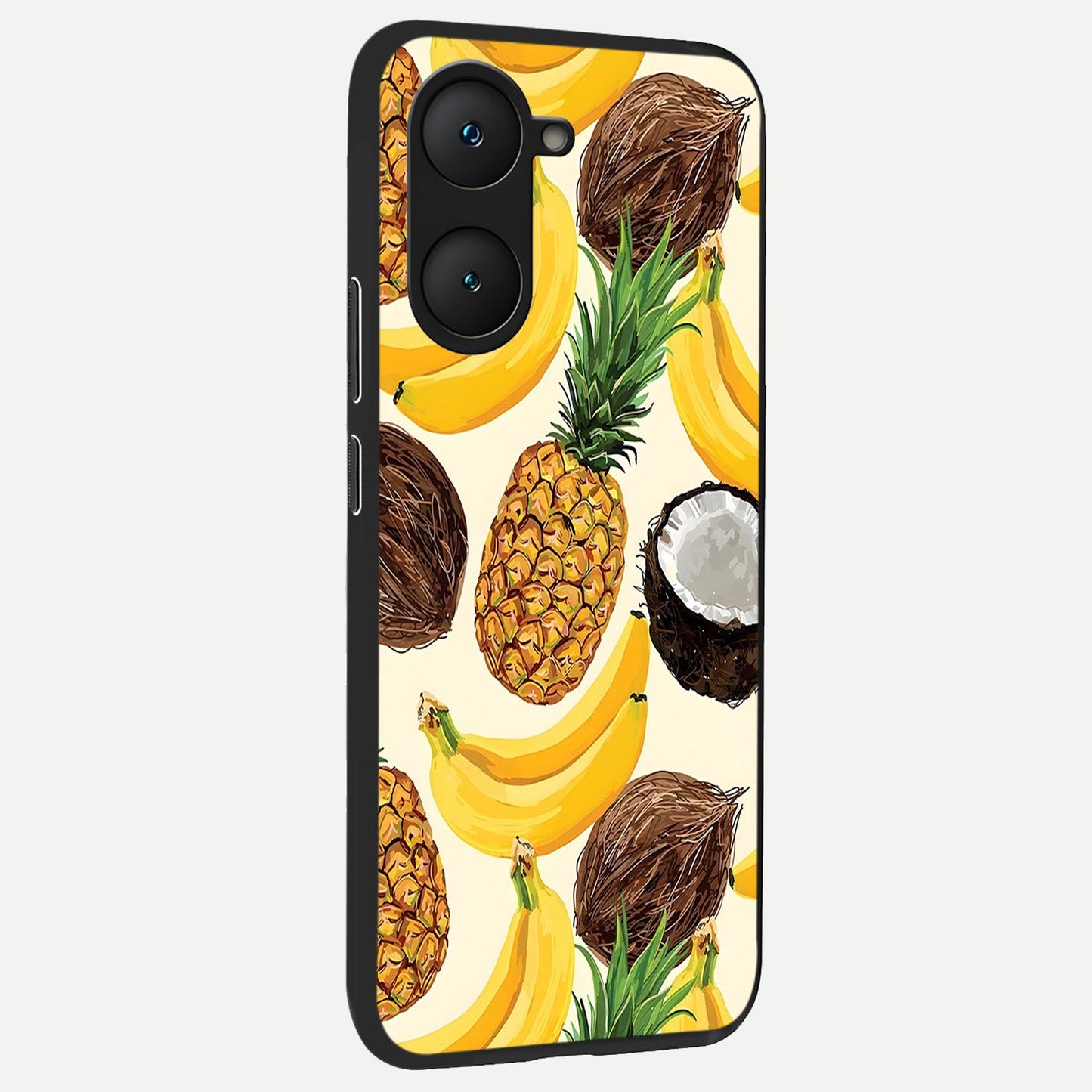 Tropical Fruit Mood back cover for iQOO Z9 lite slim fit glass case with vibrant aesthetic design