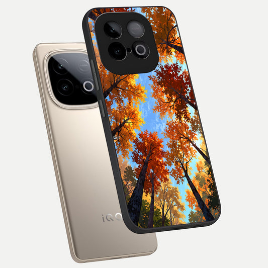Autumn Sky Rise phone case for iQOO Neo 10 showing premium glass back cover with detailed artwork