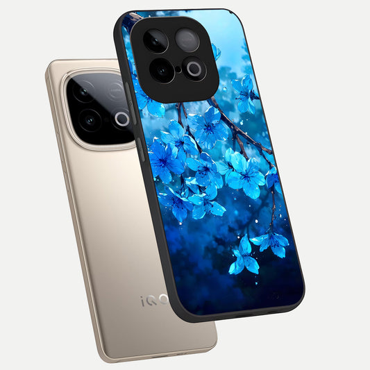 Blue Blossoms Branch phone case for iQOO Neo 10 showing premium glass back cover with detailed artwork