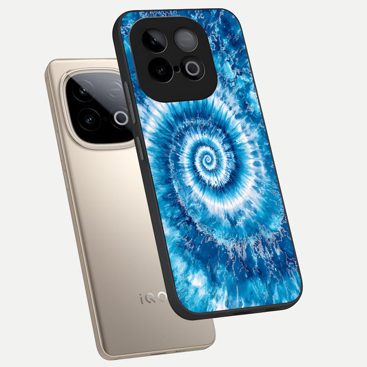 Blue Galaxy Wave phone case for iQOO Neo 10 showing premium glass back cover with detailed artwork