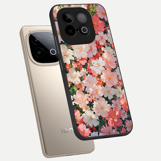 Blush Bloom Field phone case for iQOO Neo 10 showing premium glass back cover with detailed artwork