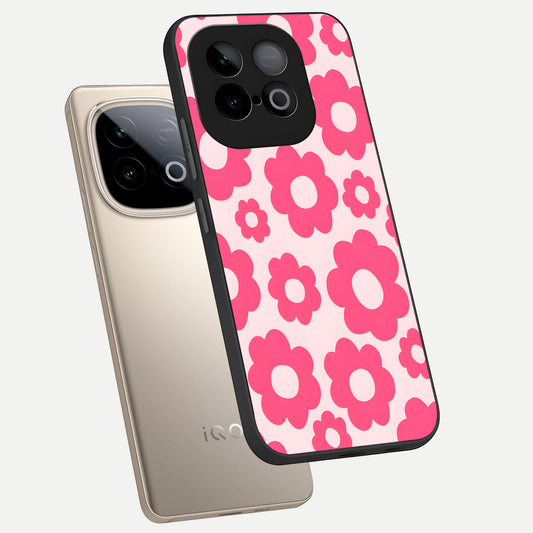 Blush Flower Pop phone case for iQOO Neo 10 showing premium glass back cover with detailed artwork