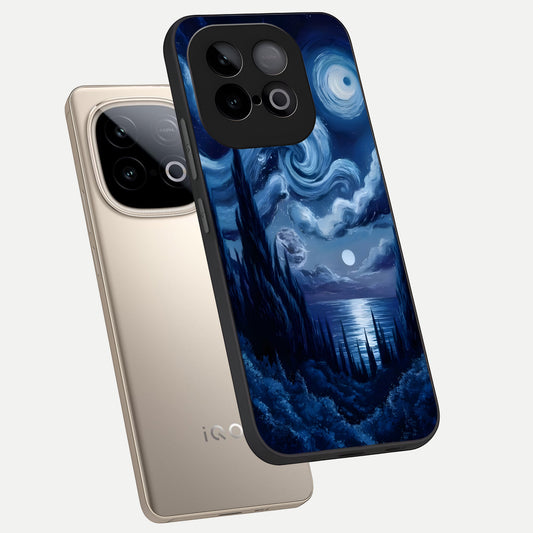 Celestial Dream Van Gogh phone case for iQOO Neo 10 showing premium glass back cover with detailed artwork