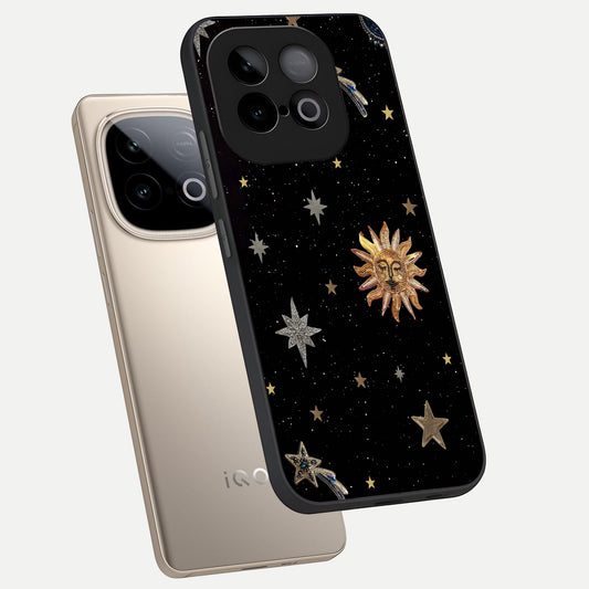 Celestial Moon With Stars phone case for iQOO Neo 10 showing premium glass back cover with detailed artwork