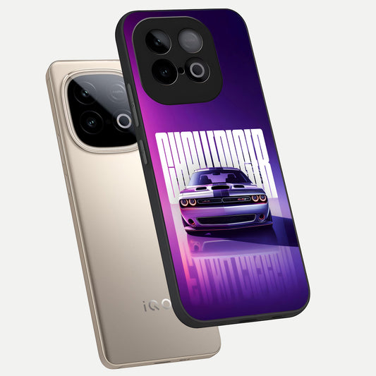 Midnight Muscle Ride phone case for iQOO Neo 10 showing premium glass back cover with detailed artwork