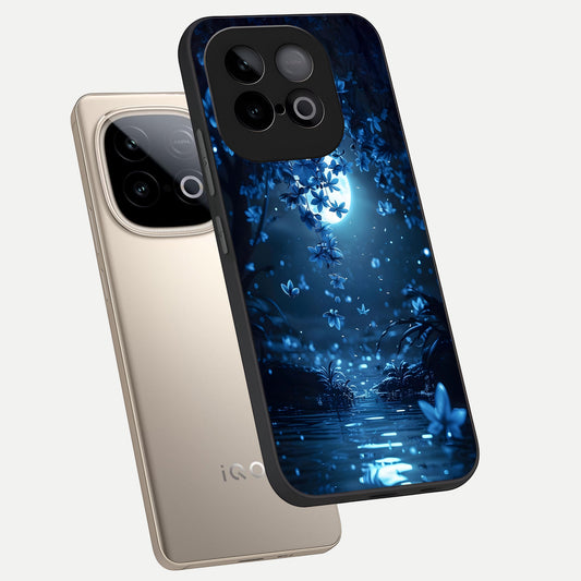 Moonlight Petal Dream phone case for iQOO Neo 10 showing premium glass back cover with detailed artwork
