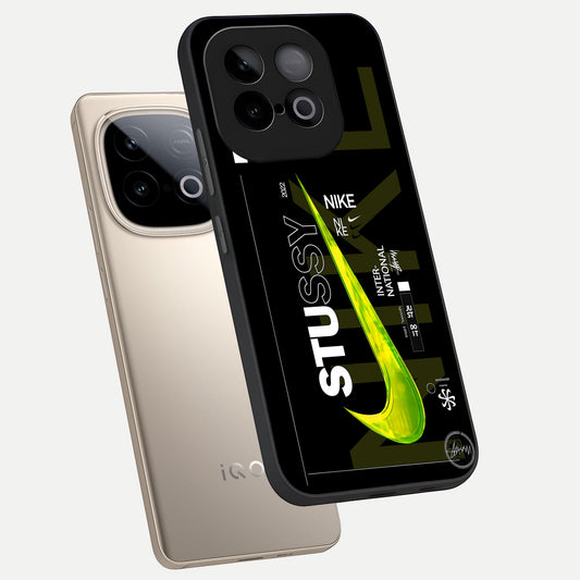 Neon Street Edition phone case for iQOO Neo 10 showing premium glass back cover with detailed artwork