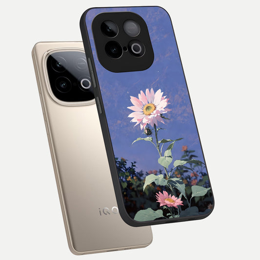 Pink Shells Outline phone case for iQOO Neo 10 showing premium glass back cover with detailed artwork