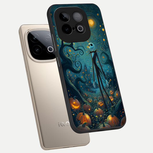 Pumpkin Moonlight Tale phone case for iQOO Neo 10 showing premium glass back cover with detailed artwork