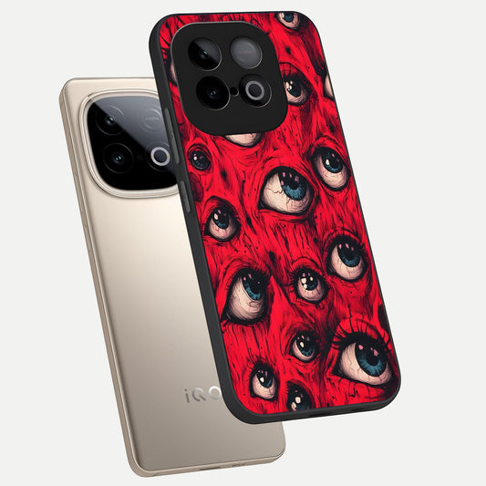 Red Eyes Pattern phone case for iQOO Neo 10 showing premium glass back cover with detailed artwork