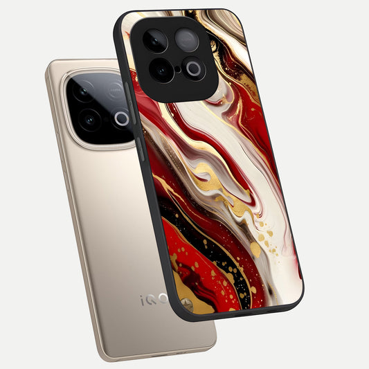 Red And White Marble phone case for iQOO Neo 10 showing premium glass back cover with detailed artwork