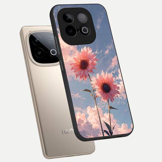 Sun Moon Balance phone case for iQOO Neo 10 showing premium glass back cover with detailed artwork