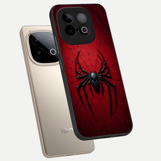 Superhero Web Emblem phone case for iQOO Neo 10 showing premium glass back cover with detailed artwork