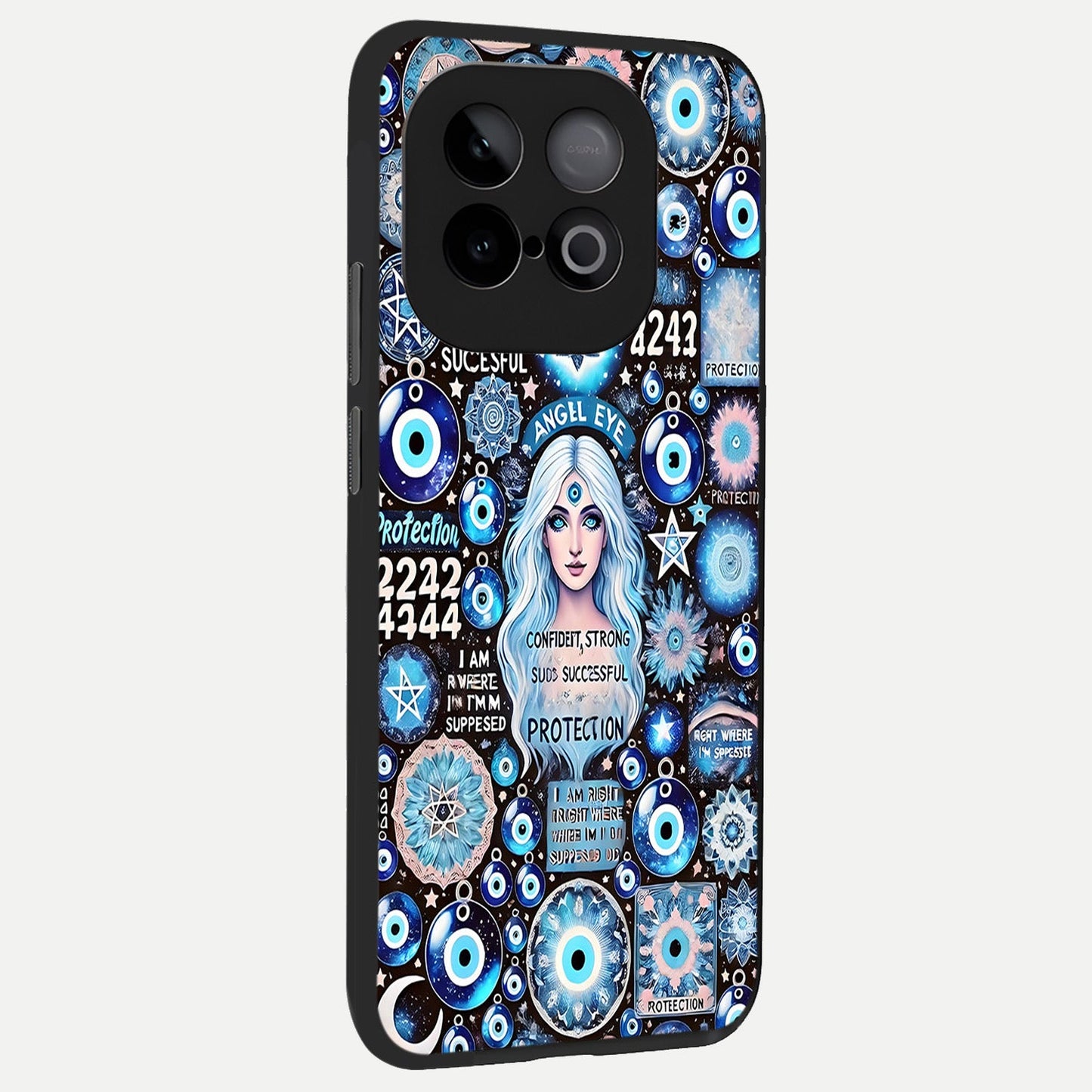 Angel Aura Shield back cover for iQOO Neo 10 slim fit glass case with vibrant aesthetic design