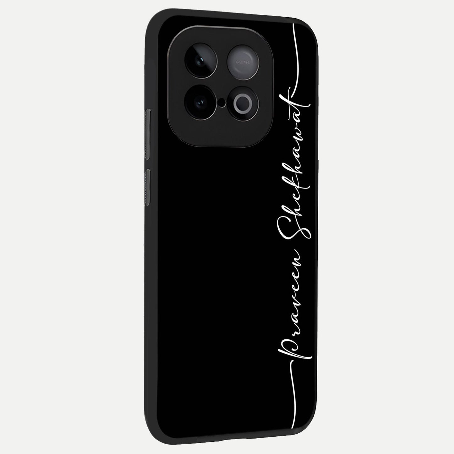 Black Tune Custom Name back cover for iQOO Neo 10 slim fit glass case with vibrant aesthetic design