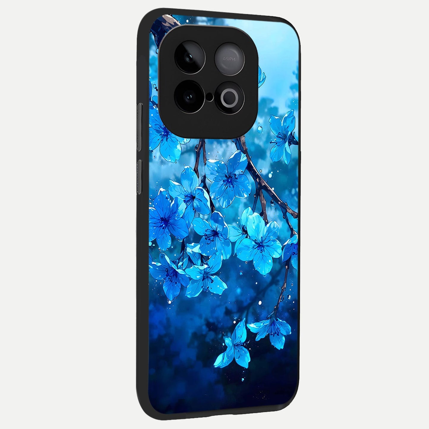 Blue Blossoms Branch back cover for iQOO Neo 10 slim fit glass case with vibrant aesthetic design