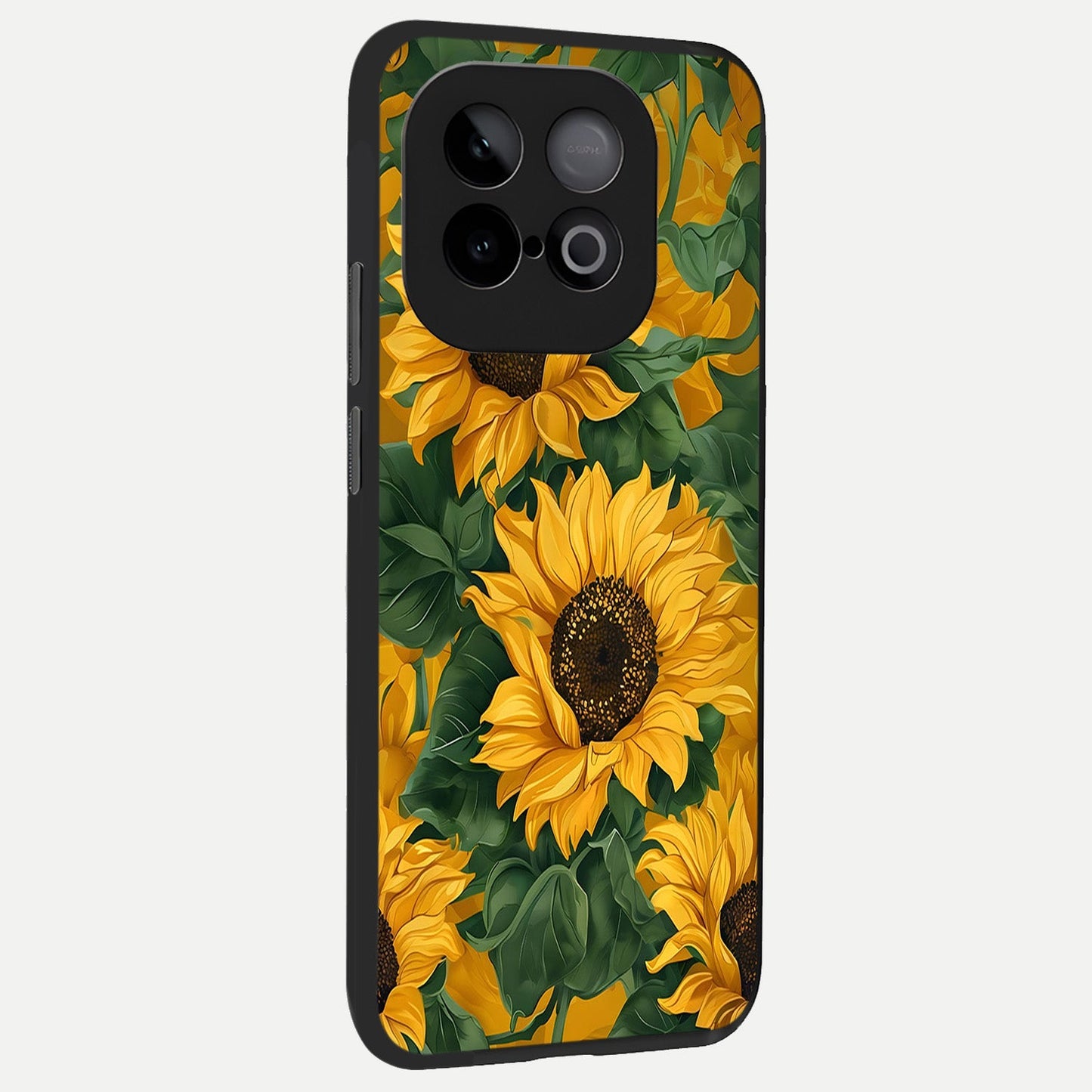 Bright Sunflower Bloom back cover for iQOO Neo 10 slim fit glass case with vibrant aesthetic design
