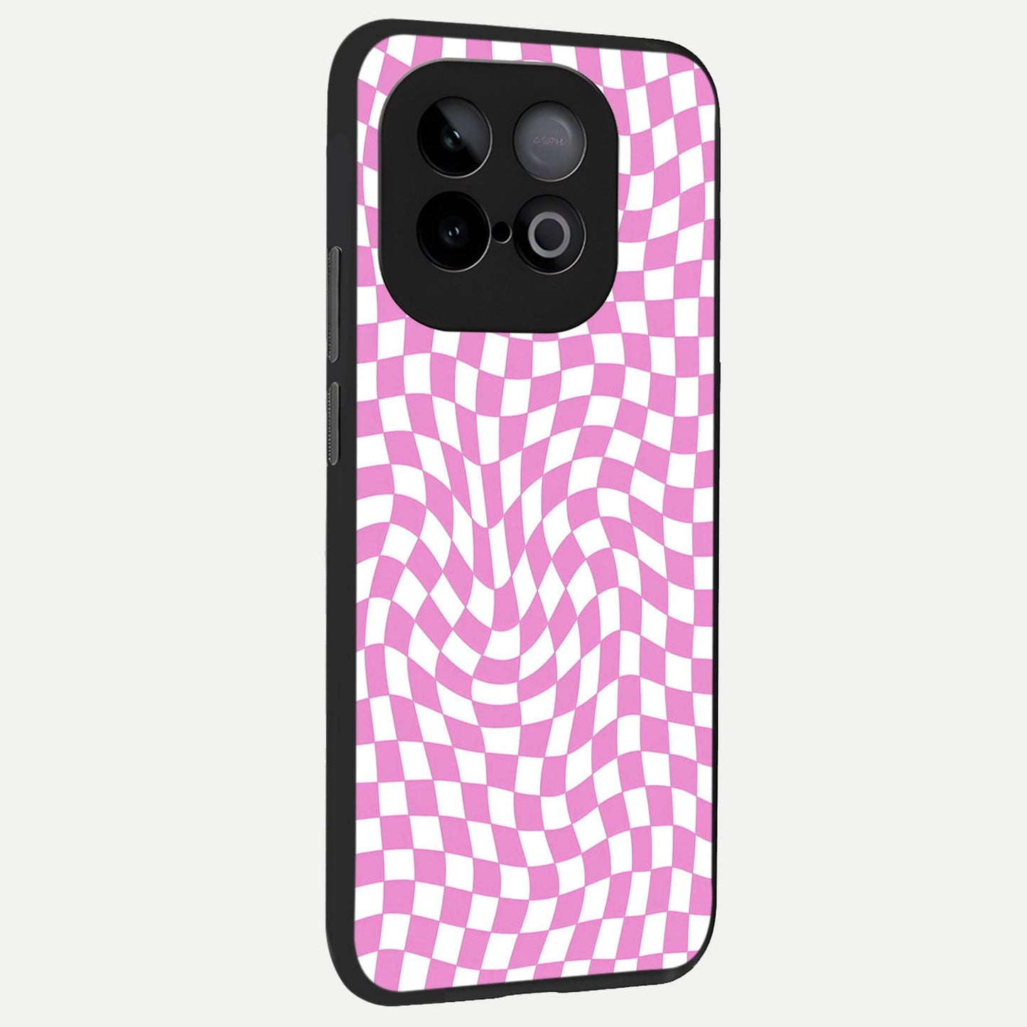 Bubblegum Check Wave back cover for iQOO Neo 10 slim fit glass case with vibrant aesthetic design