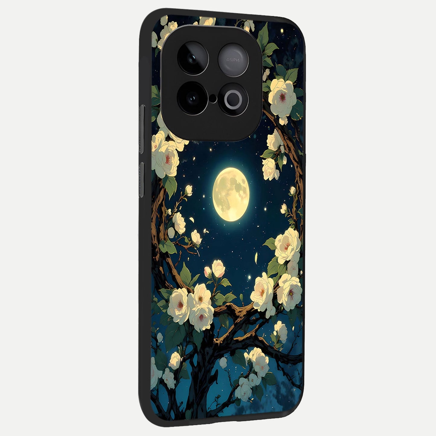 Celestial Moon And Flower back cover for iQOO Neo 10 slim fit glass case with vibrant aesthetic design