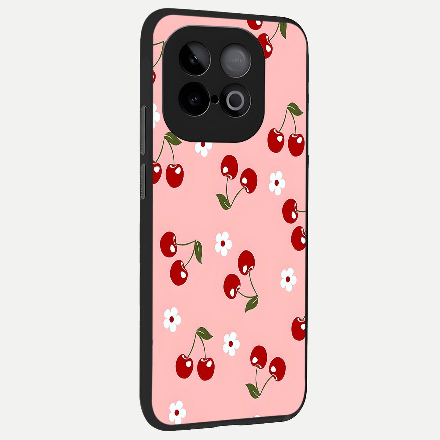 Cherry Love Mood back cover for iQOO Neo 10 slim fit glass case with vibrant aesthetic design
