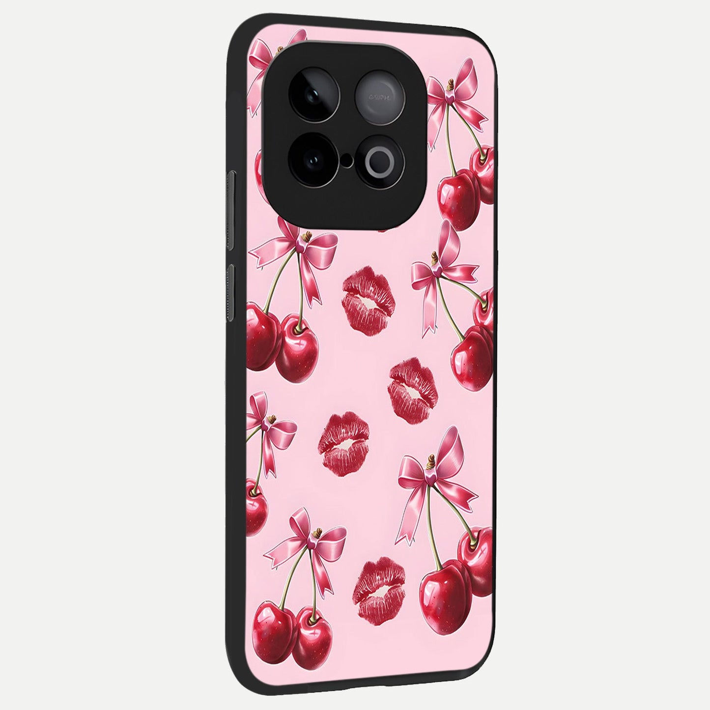 Cherry With Lips back cover for iQOO Neo 10 slim fit glass case with vibrant aesthetic design
