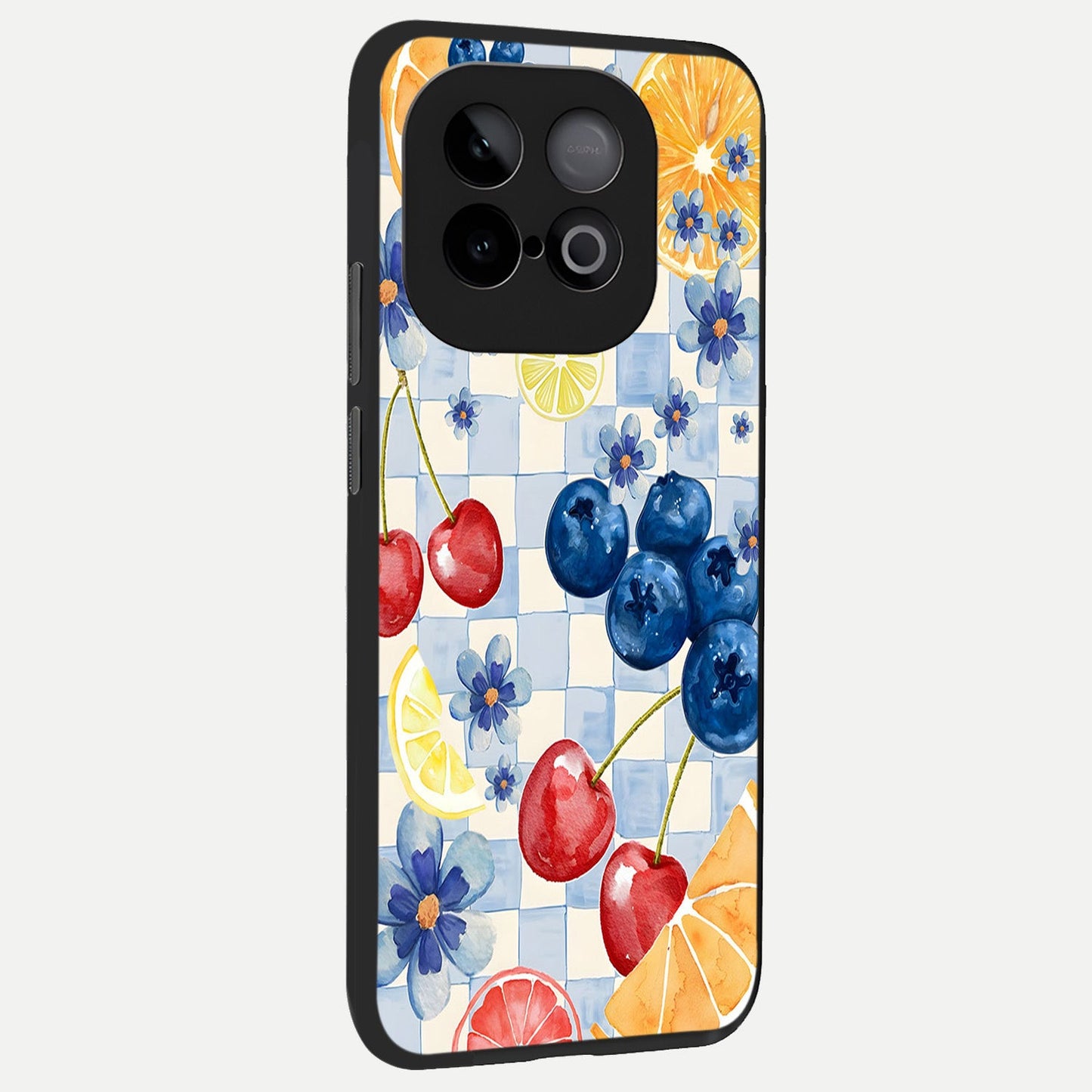 Citrus Bloom Joy back cover for iQOO Neo 10 slim fit glass case with vibrant aesthetic design