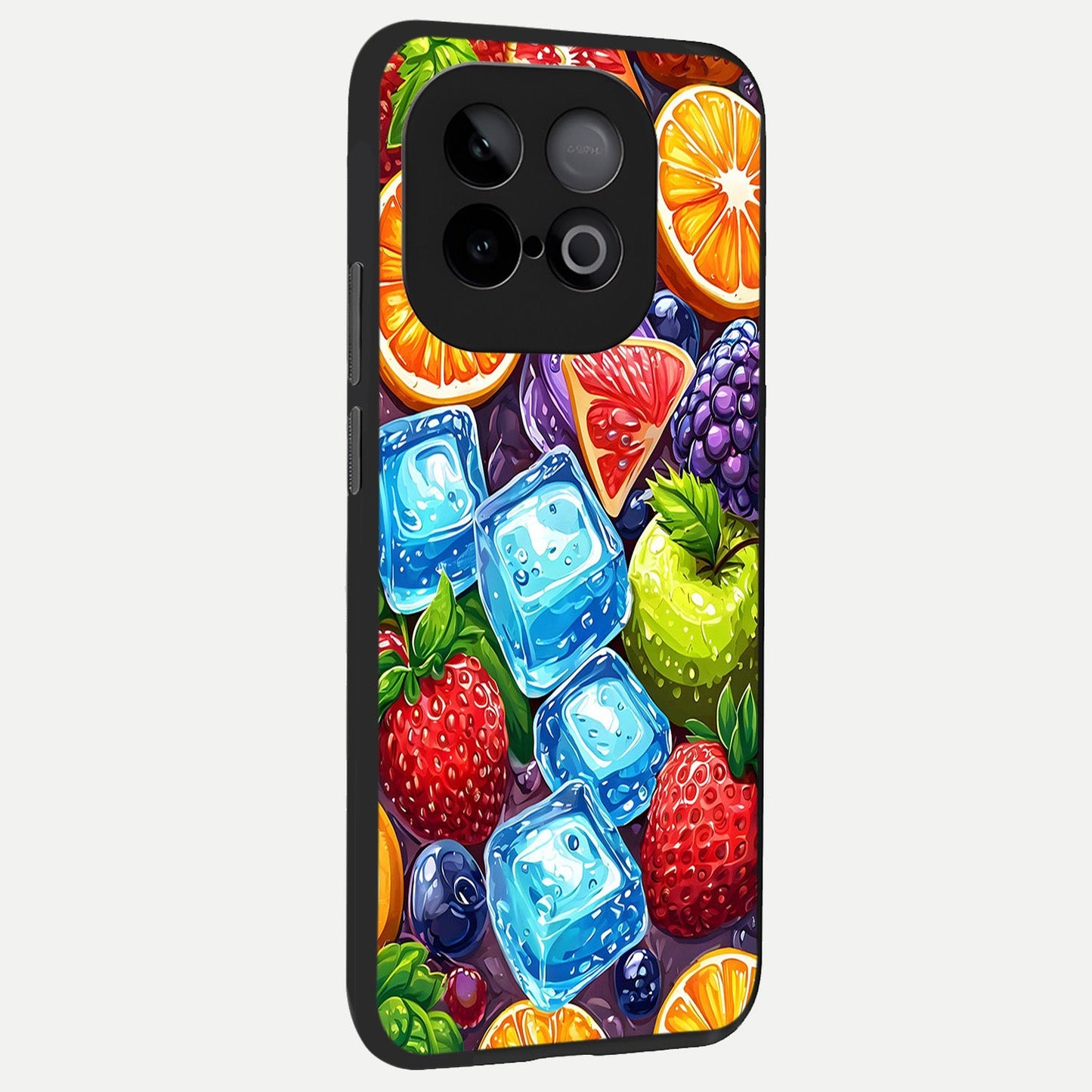 Colorful Fruits with Ice back cover for iQOO Neo 10 slim fit glass case with vibrant aesthetic design