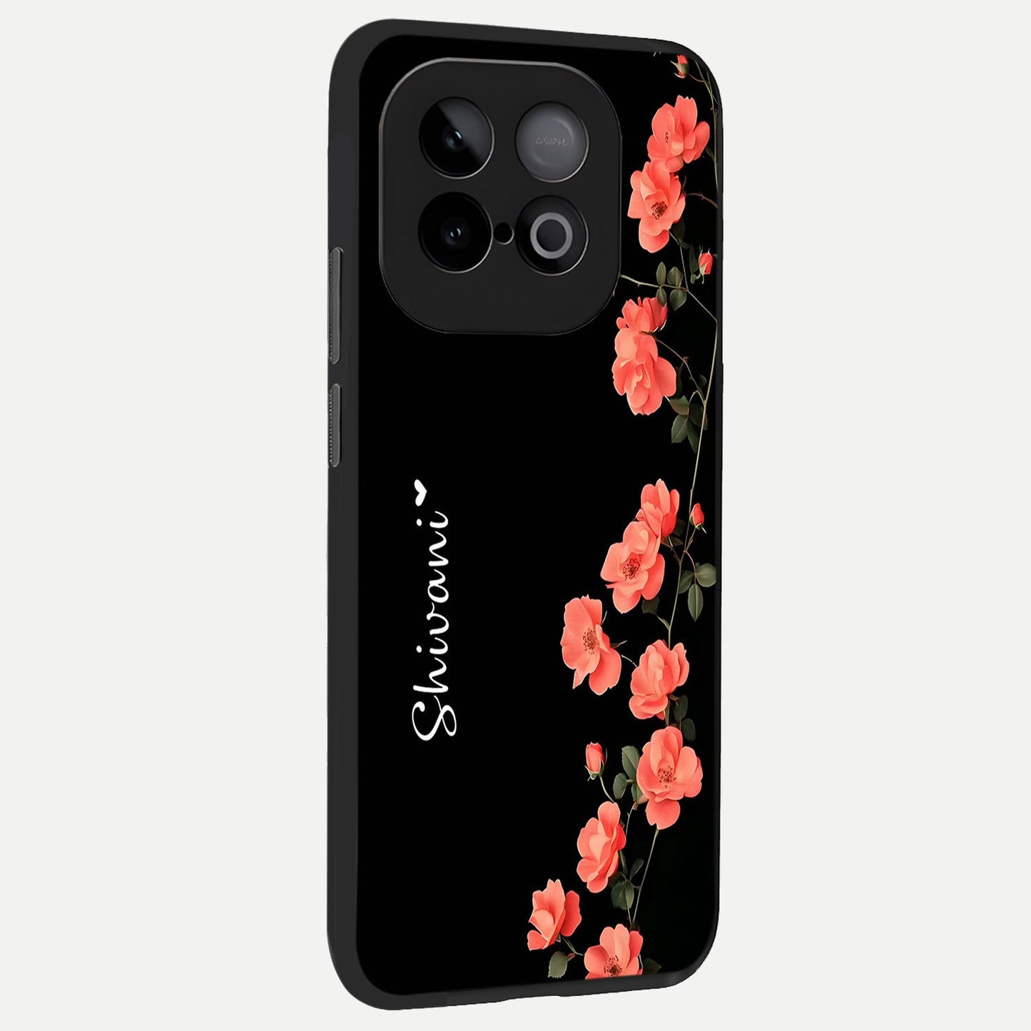 Crimson Bloom Grace Custom Name back cover for iQOO Neo 10 slim fit glass case with vibrant aesthetic design