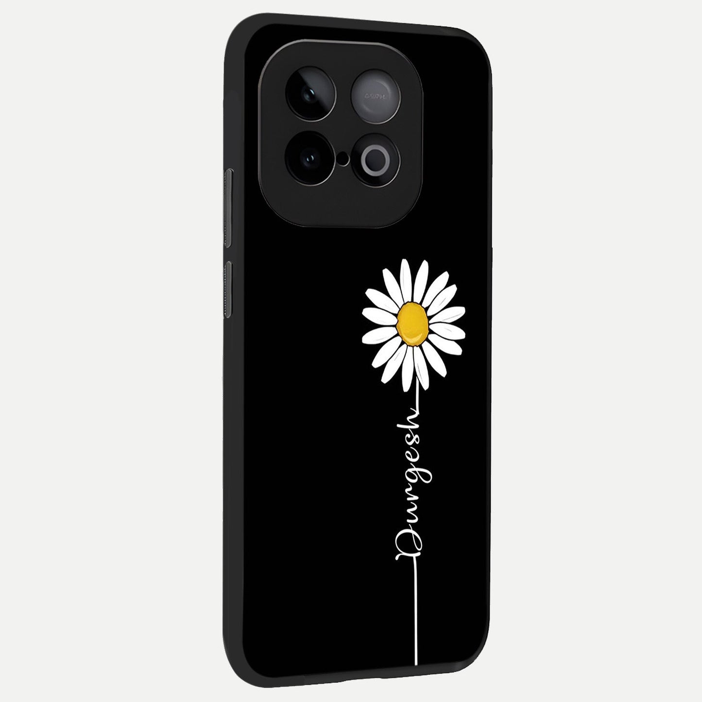 Custom Name White Flower back cover for iQOO Neo 10 slim fit glass case with vibrant aesthetic design