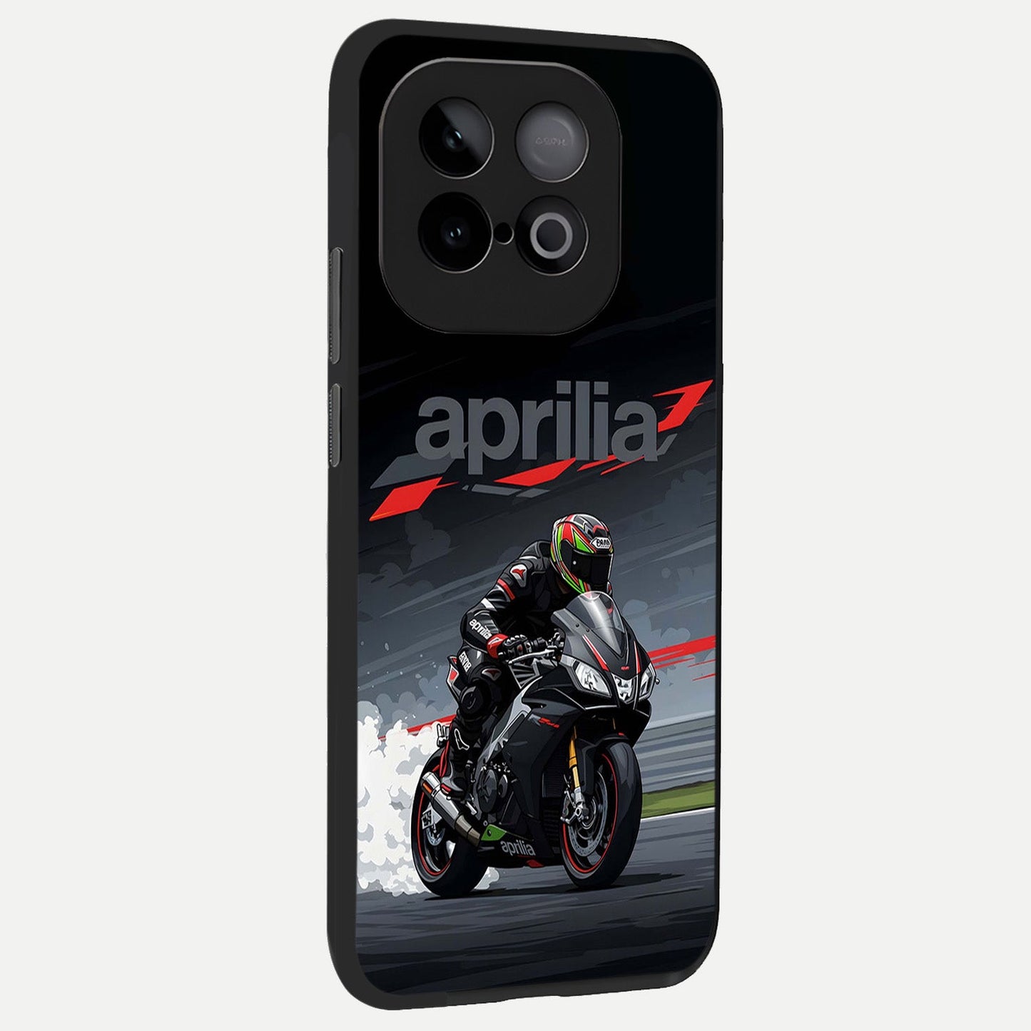 Dark Aprilla back cover for iQOO Neo 10 slim fit glass case with vibrant aesthetic design